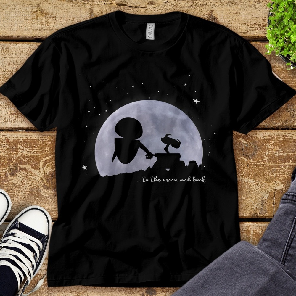Disney Wall-E & Eve To The Moon And Back T-Shirt Unisex Tee Adult T-shirt